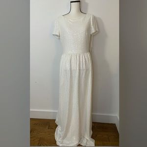 Theia Women's Bridal/Formal Sequin Short Sleeve Dress